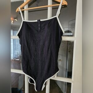 Aerie Black One Piece Swimsuit with White Trim